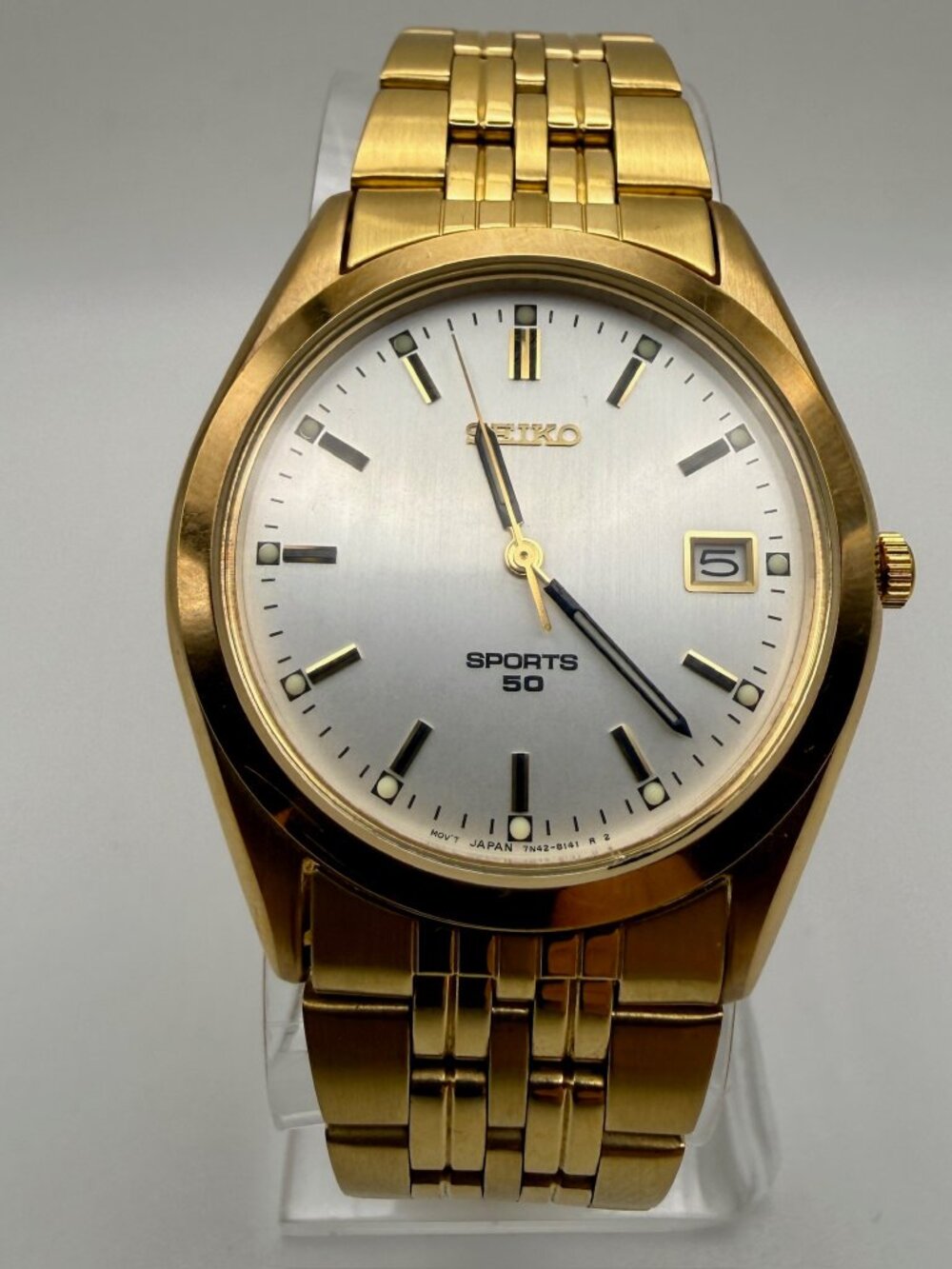 Vintage Seiko 90's Mens Watch Sports 50  Round Gold tone Working